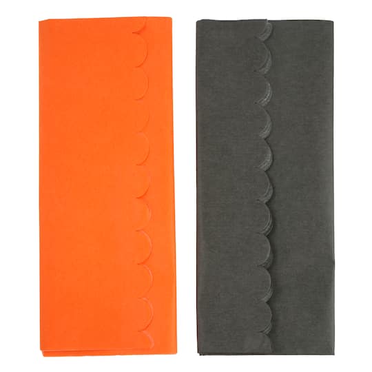 Michaels, Black & Orange Scalloped Tissue Paper Sheets, 12ct. by Celebrate It™ – Category: Halloween Party Supplies